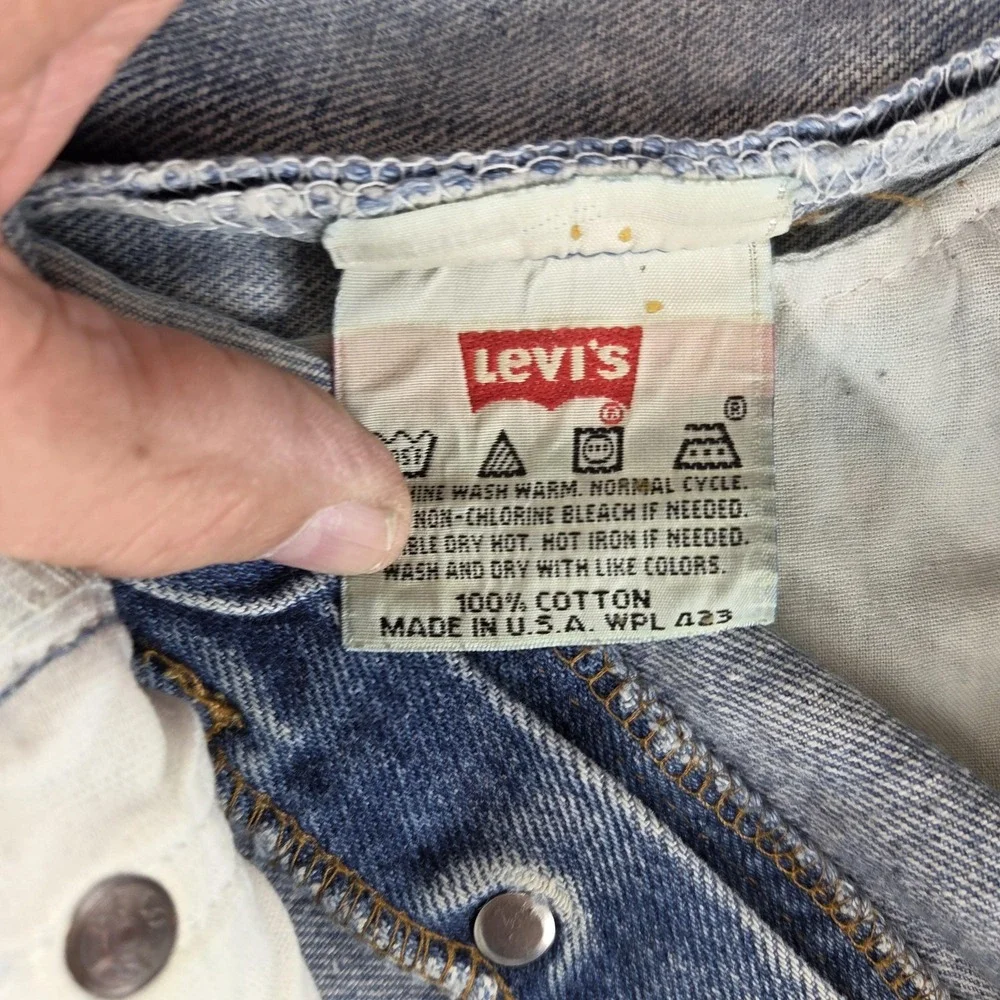 Vintage Levis 501 Jeans Mens Blue Straight Button Fly USA Altered Hem Fits 36x27